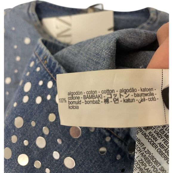 Zara Womens Mini Jean Dress mirror beaded S Small Light Blue Denim 6688/280 NWT - Picture 7 of 12